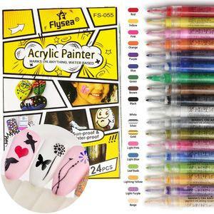 Ferramentas de pontilhamento 121824Colors Nail Art Graffiti Pen Set Desenho À Prova D 'Água Pintura Liner Escova DIY Acrílico Colorido Beleza Manicure 231007