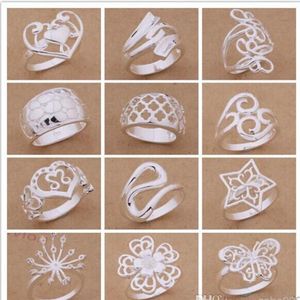 Order Mixed Order 24pcs Lot 925 Silver Plated Rings Fashion Jewelry Party Style Generation Generation Christmas Gift 1766236R