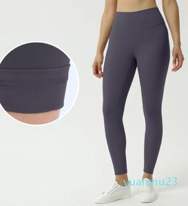 Allineare le donne Legging a vita alta burroso morbido caldo velluto elasticizzato pantaloni da yoga in pile Legging a vita termica pantaloni da trekking invernali