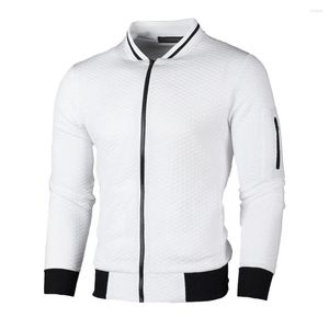 Męskie kurtki jesienne wiosenne sprężyste kurtka na sukienkę Casual Stand kołnierz Solidny kolor ciepłej bluzy Active Sport Płaszcz Ubrania