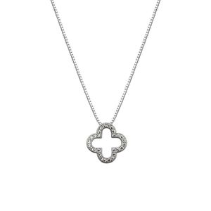 S925 Sterling Pure Silver Clover Designer Pusty wisiork Naszyjnik Lśniąca cyrkon Crystal Lucky For Girl Link Choker Naszyjnik biżuterii