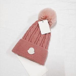 Novo balde designer chapéus senhoras moda masculino boné feminino quente inverno gorro grande pele do falso pom poms bobble chapéu outdo s