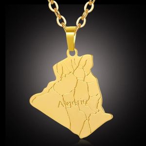 Aço inoxidável África Argélia Mapa Colar Homem Gargantilha Corrente Mulheres Jóias Fazendo Suprimentos Ouro Com Pingente Para Homens Necklaces200J