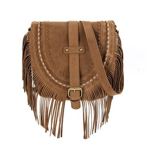 الشتاء Deerskin Velvet Tassel Counter Bag Vintage كبير السعة الكبرى حقيبة أزياء حقيبة يد حقيبة اليد Bolsa