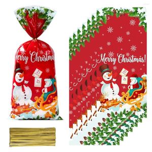 Decorazioni natalizie 25/50/100 pezzi Babbo Natale pupazzo di neve Sacchetti di caramelle Sacchetto regalo in plastica Buon 2023 Regali Noel Anno 2024