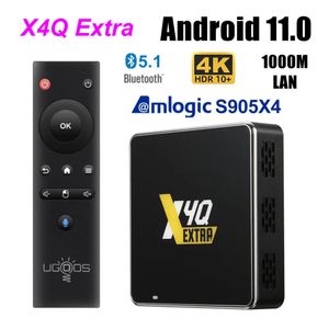 UGOOS X4Q Extra LPDDR4 4GB 128GB TV -låda Android 11 Winevine L1 AMLOGIC S905X4 1000M BT 4K Google Voice 2G 16G 32G X4Q CUB PRO PRO
