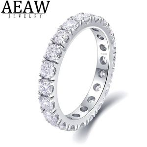 Solitaire Ring AEAW Solid 14K White Gold Round Enternity Full Diamond Band 25mm 15CTW DF Color for Women 231007