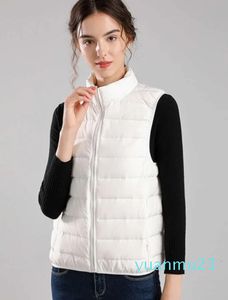 Light Thin Down Vest LU-086 Women's Short Standing Collar Thin Seamless One Piece Lightweight Coat Zipper Warm