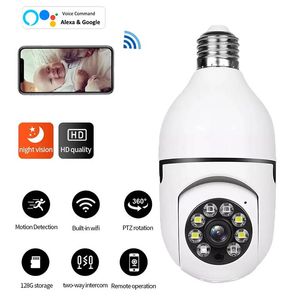 Câmera de vigilância com lâmpada 5g e27, visão noturna colorida, rastreamento humano automático, zoom, monitor de segurança interna, câmera wi-fi