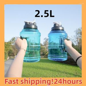 Water Bottles 2 Liter Bottle With Handle Large Portable Travel For Training Sport Fitness Cup Time Scale BPA Free