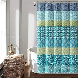 Cortinas de chuveiro luxuosamente decoradas cortina listrada boêmia com designs coloridos ousados