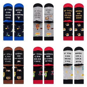 Novelty Funny Big Size Foot Sole English Letters Man Socks IF YOU CAN READ Fashion Gifts Cocktail BeerMen's Men's3100