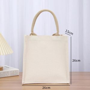 Storage Bags Coated Cotton Grocery Fabric Bag Canvas Eco-Friendly Folding Pocket Tote Gunny Portable Cloth For Woman