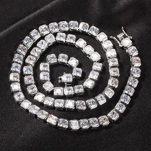 6mm 1 rad Solitaire Tennis Chain Necklace Silver Finish Lab Diamonds Cubic Zircon Earring Men Women Gift SMycken 16-22inch1807