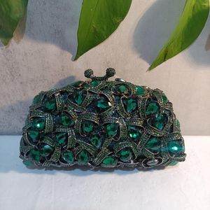 Akşam Çantaları Emerald Yeşil Kadın Taşlar ve Debriyajlar Gelin Çanta Çanta Düğün Partisi Debriyaj Çantası Yeşim