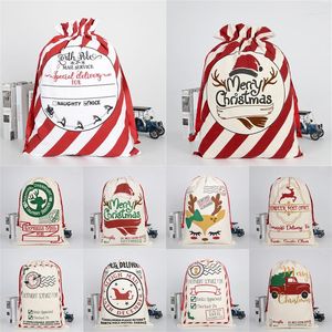 Julekorationer 11 färger Xmas stora strumpor väskor säckar hessian jultomten gåva säck dekoration väska godis nuvarande förvaring dragstring