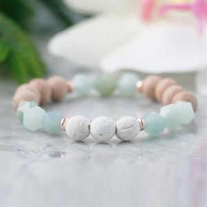 MG1080 CUTED Amazonite Essential Oil Diffuser Armband Aqua Gemstone Jewelry Aromaterapi ångest Relief Healing Crystals Bracele2766