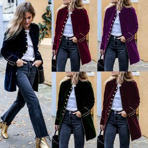 European and American Designer Women's Coat 2023 Autumn/Winter Warm Velvet Collage Multi-Button Women's Coat