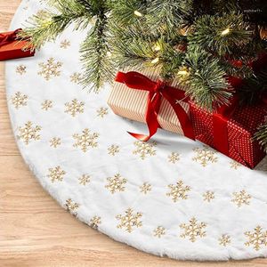 Christmas Decorations 15inch Mini Tree Skirt White Plush Faux Fur Mat Dinning Tabletop Base Cover Home Year Decoration Small Carpet