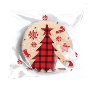 Noel Süslemeleri Ev Yapımı Kurabiyeler İçin Çantalar 100 PCS Öğe Şeker Kurabiye Bisküvi Kendinden Yapışkan Selofan