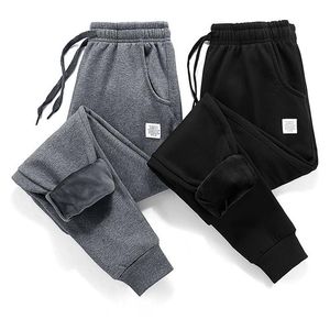 2021 Men Thick Fleece Jogger Pants Casual Trousers Male Winter Warm Velvet Sweatpants Tracksuit Black Gray159O