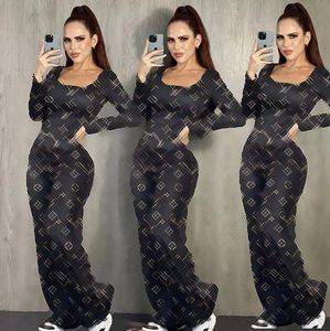 Women's Suits 2023 Autumn New Fashion Casual Letter V Printing Women's Pants Set Designer Brand Women's Two Piece Set