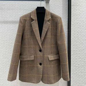 Women's Suits 2023 High Quality Houndstooth Check Blazer Vintage British Commuter Chic Loose Casual Suit Top