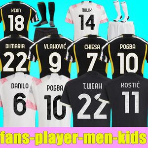 23 24 24 Koszulki piłkarskie Pogba Milik Kostic Chiesa 2023 2024 Vlahovic Danilo Locatelli Arthur Bono Buadrado McKennie Football Shirts Men Kids Kits T.weah Juventusss