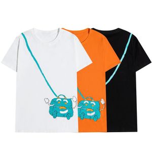 Designer-Hemden, orange, weiß, schwarz, Taschendruck, T-Shirt, 100 % Baumwolle, Herren, kurzärmelig, Mode, Damen-Shortshirt, Größe S-XXL213h