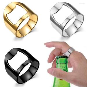 Cluster Rings Men Woman Party Stainless Steel Bottle Opener Ring Titanium Gold Silver Plated Kpop Hip Hop Fashion Jewelry