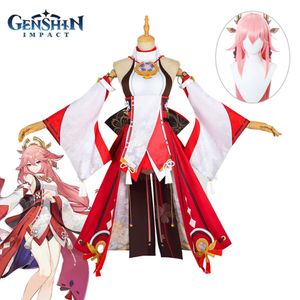 Oyun Yae Miko Cosplay Genshin Etki Cosplay Kostüm Guuji Yae Elbise Tam Set Kıyafet Cadılar Bayramı Karnaval Kostüm Womencosplay için