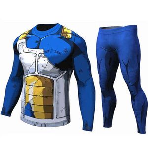 Män t shirt homme komprimering kostym vegeta tshirt son goku t-shirts fitness leggings shorts sportkläder g1222305r