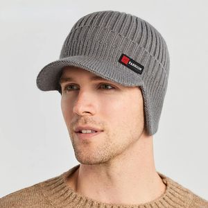 Шапка-бини/кепка с черепом, зимняя мужская шапка, уличная защита ушей, теплая толстая велосипедная вязаная шапка, шарф, ветрозащитные козырьки, бейсбольная кепка, мужская 231007