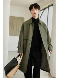 Herrjackor kläder Lång kappa highend medium längd Löst vindbrytare Koreansk stil Fashion Knee High Trench Solid Color Overrock