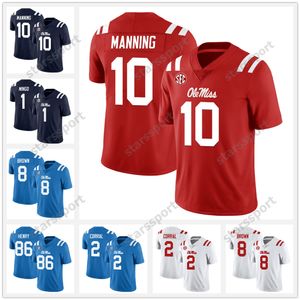 Personalizzato 1 A.J. MARRONE Ole Miss Rebels Calcio Matt Corral Maglia Elijah Moore Jerrion Ealy Eli Manning DK Metcalf Snoop Conner Robert Nkemdiche Uomo Donna Gioventù