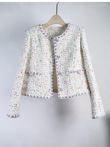 Kurtki damskie Wysokiej klasy elegancka elegancka wełniana kardigan tweed kurtka dla kobiet przyciski