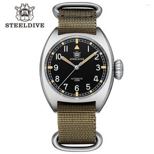 Zegarek zegarek steldive mały rozmiar 36 mm SD1907 Business Stael Stael Case 200m Wodoodporne NH35 Automatyczne zegarek nurkowania z dużą koroną 10 mm