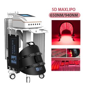 Skönhetssalong full kropp röd ljus terapi fysisk maskin maxlipo 5d 650 nm 940 nm laserfilt laserbälte fettreducerande bantningsmaskin med LED-ansiktsmask