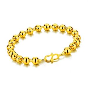 Contratto fascino dorato perline donne moda donna oro braccialetto di perline rotonde affascinante signora gioielli tutta la mano catenaria braccialetto248z