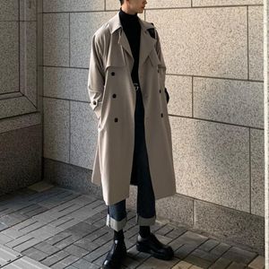Męskie okopy płaszcze wiosenne koreańskie płaszcz dla mężczyzn długi wiatraka streetwear mody męskie płaszcz zewnętrzny odzież 2023