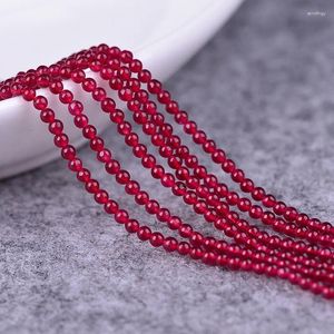 Boncuklar Doğal Taş Garnet 2mm Yuvarlak Mücevher Yapımı DIY Bilezik Kolyeleri Küpe Aksesuarları 38cm