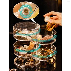 Uhrenboxen Schmuck Organizer Box 360 Grad drehbares Zubehör für Halsketten Armbänder