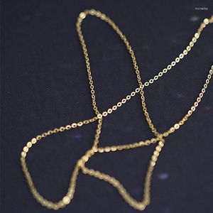 Ketten Echte 9K Gold Kette Halskette Einfache O Design Reine AU375 Für Frauen Edlen Schmuck Geschenk