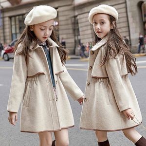 코트 패션 겨울 소녀 En 코트 2023 따뜻한 외부웨어 아이 키즈 의류 방풍 재킷 십대 긴 231007