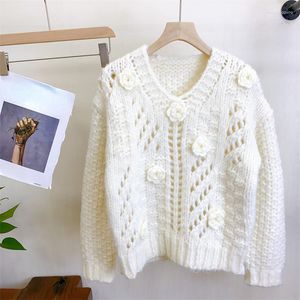 Damenpullover Damen Blumen Mohair Grobstrickpullover Handgefertigter sperriger Pullover 2023 Herbst Winter im Modetrend