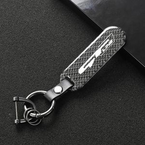 Keychains KeyChain för Sonata Kia GT Line Elantra Sportage Stinger 2021 K5 Gtline Peugeot Carbon Fiber Car Logo Key Ring299D