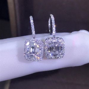 Nya 2019 Luxury Jewelry 925 Sterling Silver T Shape White Topaz Cz Daimond Women Wedding Gemstones Earring Hook For Lover205m