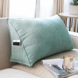 Headboard Headboard Backrest 807060cm Wedge Reading Pillow Canvas Triangular Back Cushion Sitting Up Pillow Back Support for Sofa Bed 231009