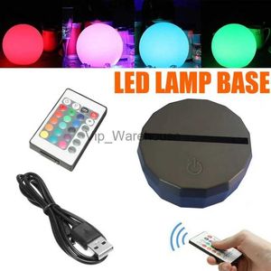 Luzes noturnas Multicolor Touch Sensor Switch Modern Black USB Cable Night Light Acrílico 3D Led Night Lamp Montado Base branca YQ231009