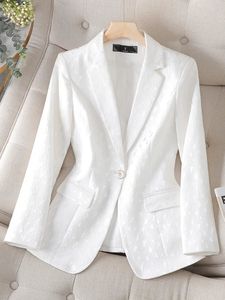 Ternos femininos blazers chegada senhoras blazer feminino jaqueta formal manga longa único botão preto branco feminino trabalho wear casaco 231009